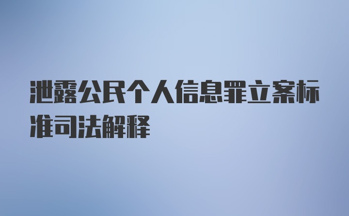 泄露公民个人信息罪立案标准司法解释