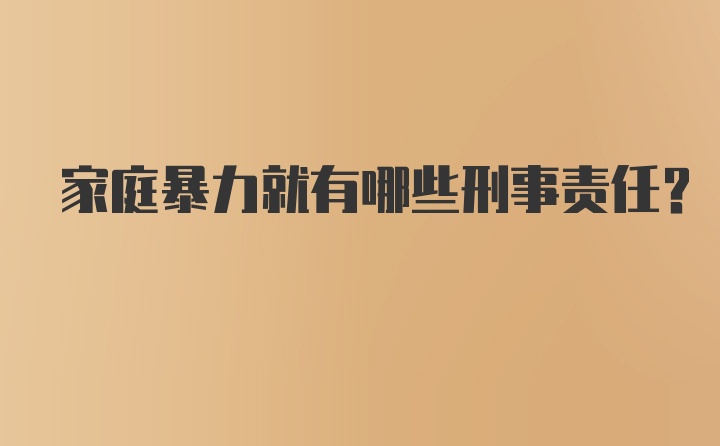 家庭暴力就有哪些刑事责任？