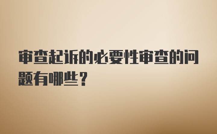 审查起诉的必要性审查的问题有哪些？