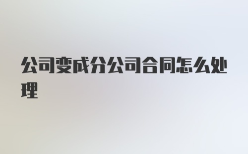 公司变成分公司合同怎么处理