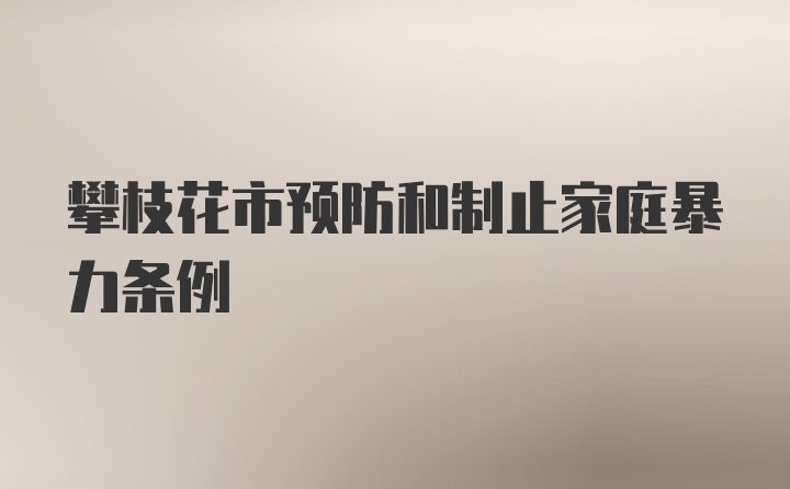 攀枝花市预防和制止家庭暴力条例