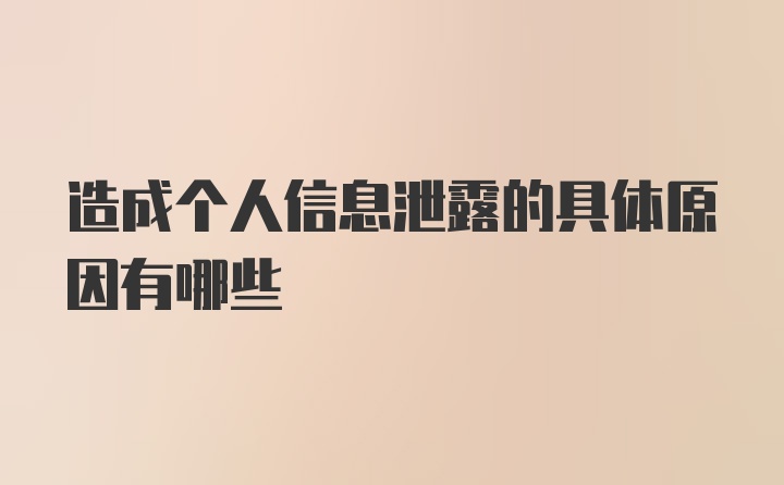 造成个人信息泄露的具体原因有哪些