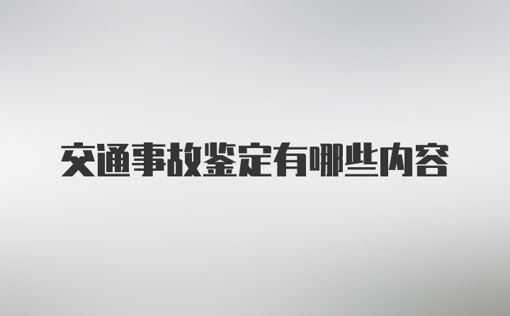 交通事故鉴定有哪些内容