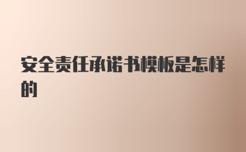 安全责任承诺书模板是怎样的