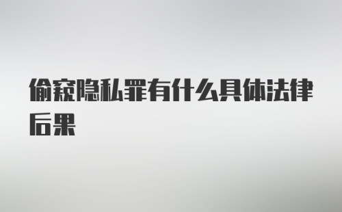 偷窥隐私罪有什么具体法律后果