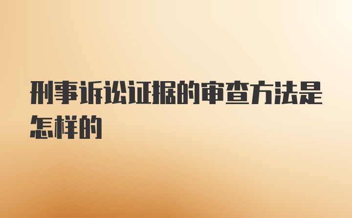 刑事诉讼证据的审查方法是怎样的