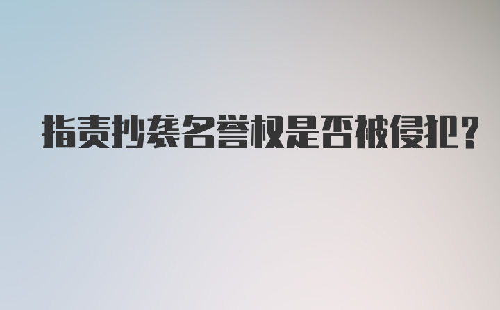 指责抄袭名誉权是否被侵犯？