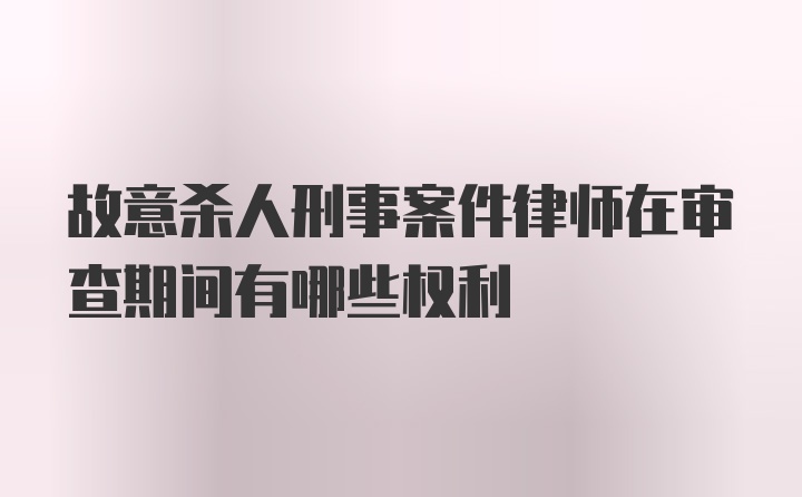 故意杀人刑事案件律师在审查期间有哪些权利