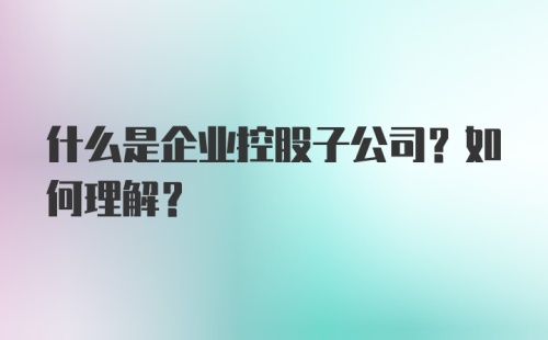 什么是企业控股子公司？如何理解？