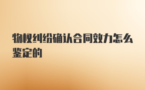 物权纠纷确认合同效力怎么鉴定的