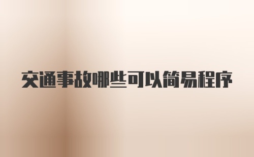 交通事故哪些可以简易程序