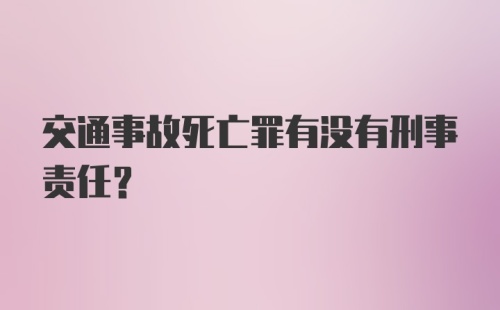 交通事故死亡罪有没有刑事责任？