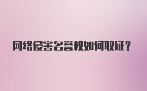 网络侵害名誉权如何取证？