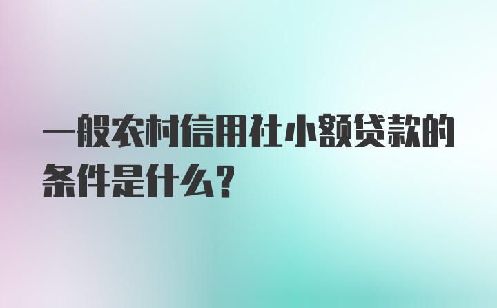 一般农村信用社小额贷款的条件是什么？