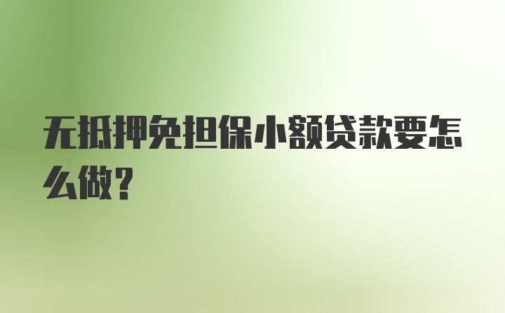 无抵押免担保小额贷款要怎么做？