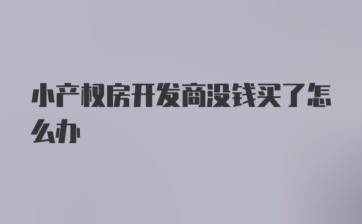 小产权房开发商没钱买了怎么办