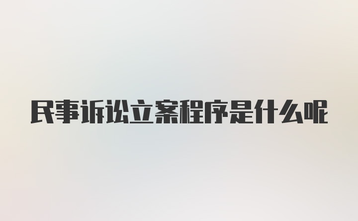 民事诉讼立案程序是什么呢