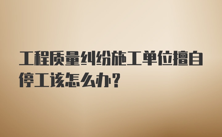 工程质量纠纷施工单位擅自停工该怎么办？