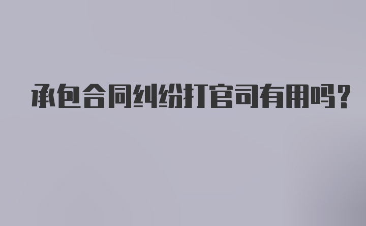 承包合同纠纷打官司有用吗？