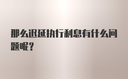 那么迟延执行利息有什么问题呢？