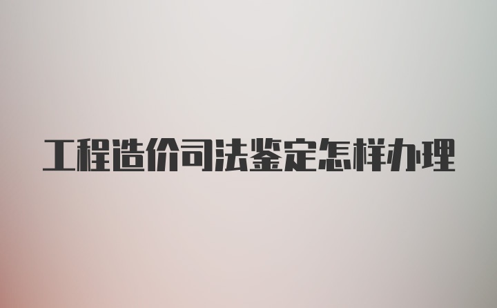 工程造价司法鉴定怎样办理