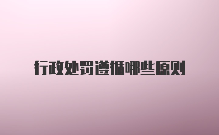 行政处罚遵循哪些原则