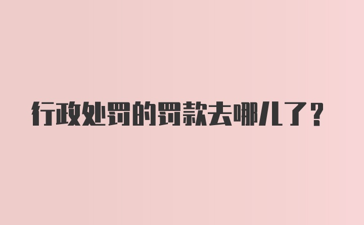 行政处罚的罚款去哪儿了？