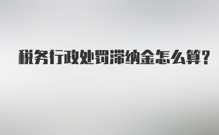 税务行政处罚滞纳金怎么算？