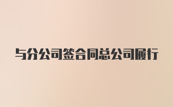 与分公司签合同总公司履行