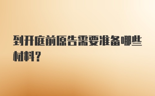 到开庭前原告需要准备哪些材料?