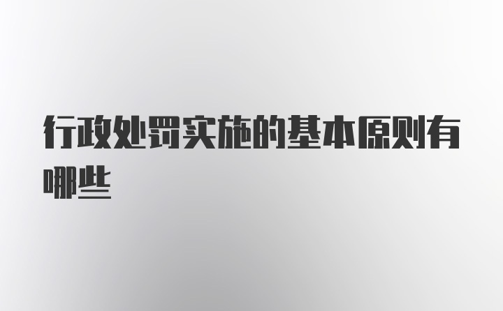 行政处罚实施的基本原则有哪些