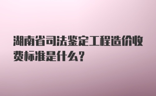 湖南省司法鉴定工程造价收费标准是什么？