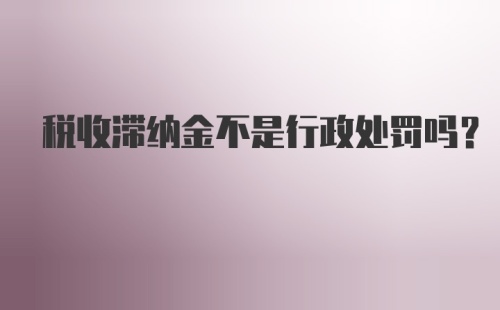 税收滞纳金不是行政处罚吗？