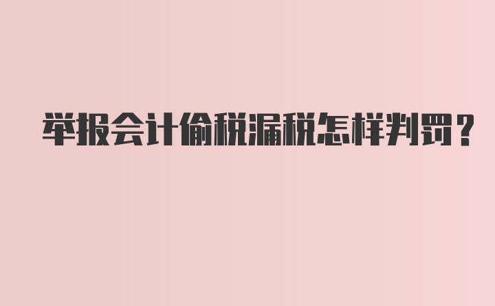 举报会计偷税漏税怎样判罚？