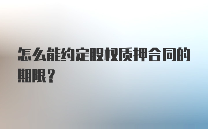 怎么能约定股权质押合同的期限？