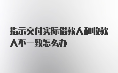 指示交付实际借款人和收款人不一致怎么办