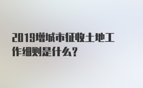 2019增城市征收土地工作细则是什么？