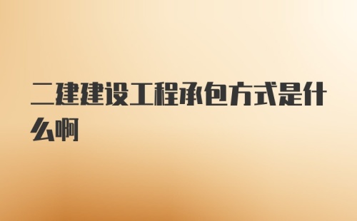 二建建设工程承包方式是什么啊