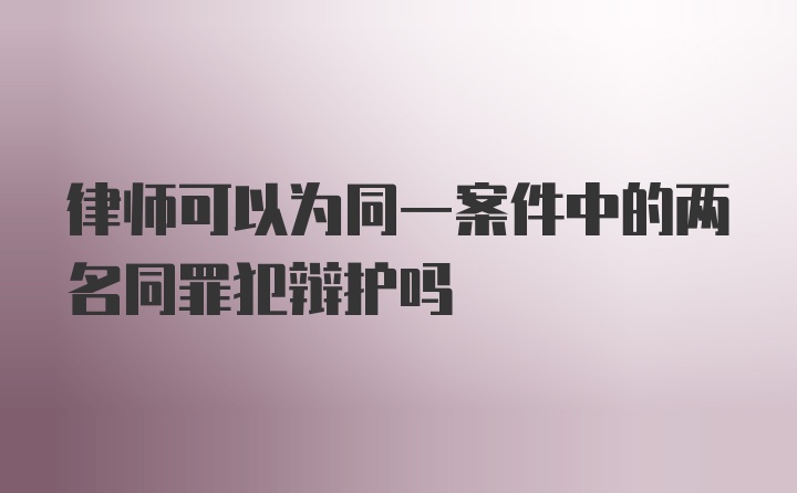 律师可以为同一案件中的两名同罪犯辩护吗