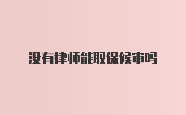 没有律师能取保候审吗