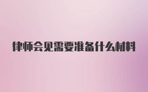 律师会见需要准备什么材料