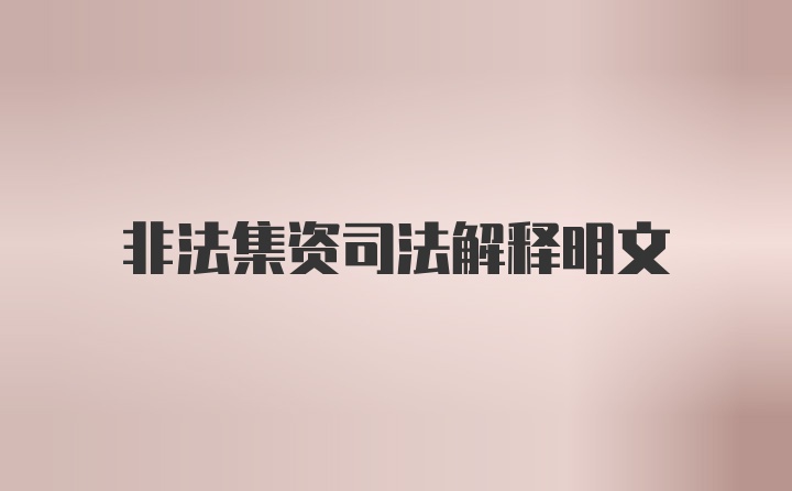 非法集资司法解释明文