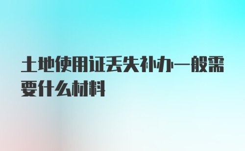 土地使用证丢失补办一般需要什么材料