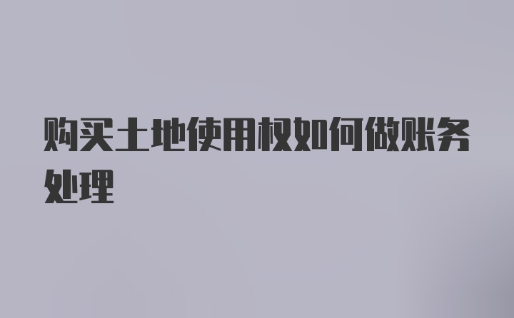 购买土地使用权如何做账务处理