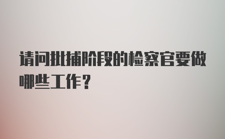 请问批捕阶段的检察官要做哪些工作?