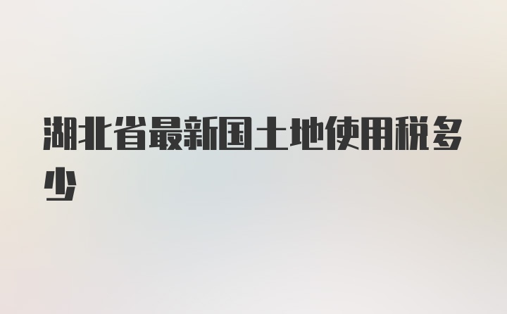湖北省最新国土地使用税多少
