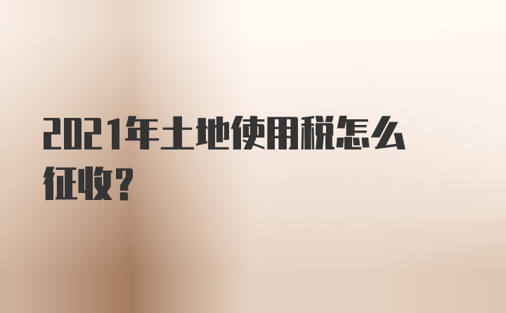 2021年土地使用税怎么征收？