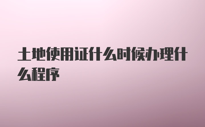 土地使用证什么时候办理什么程序