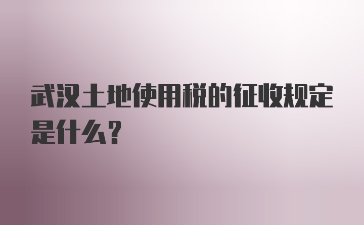 武汉土地使用税的征收规定是什么？