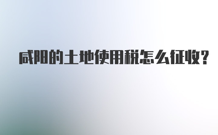 咸阳的土地使用税怎么征收？